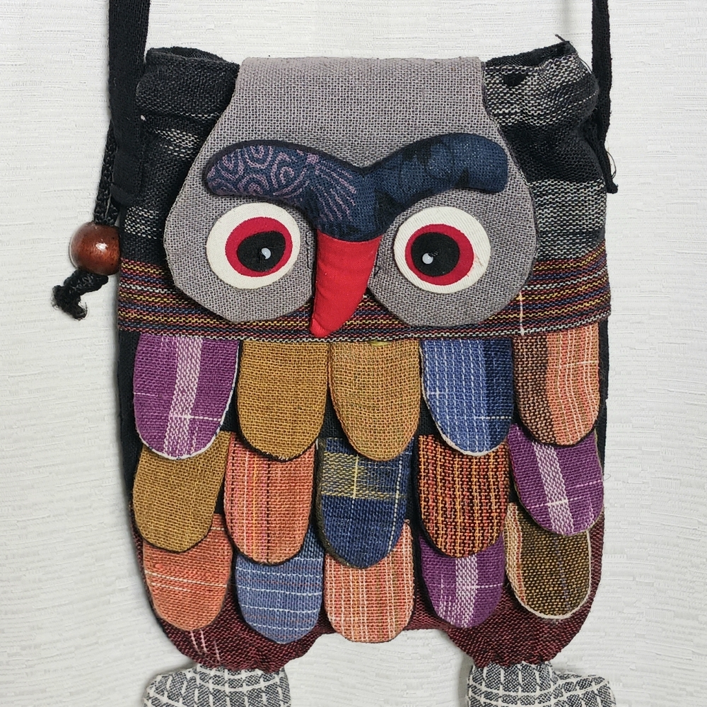 Owl Handmade Patchwork Sling bag Shoulder bag Purse Wallet Hippie Boho 7"